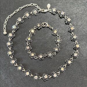 Premier Designs Vintage Primrose Necklace & Bracelet Set with AB Crystals